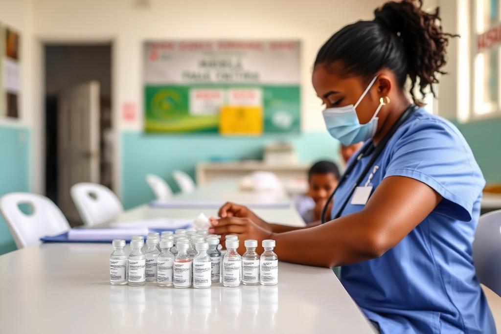 Unidade de saúde prepara doses para a campanha de vacinação.